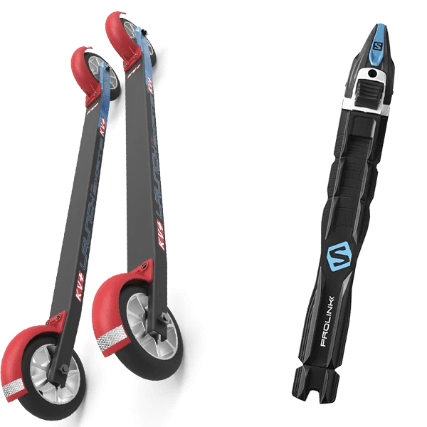 KV+ ROLLERSKI LAUNCH SKATE CURVED 60 CM STANDARD WHEELS + SALOMON PROLINK RACE SKATE 3 KV+ ROLLERSKI LAUNCH SKATE CURVED 60 CM STANDARD WHEELS + SALOMON PROLINK RACE SKATE